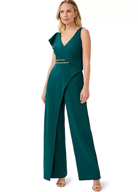 Dot Crepe Ruffled Wrap Jumpsuit 